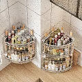 Stainless Steel Multi Layer Kitchen Corner Spice Rack With Glass Jars 3d model