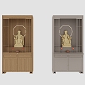 Buddhist Cabinets Fragrant Candles Buddha Statues Chinese-style Buddhist Cabinets God of Wealth 3d model