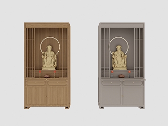 Buddhist Cabinets Fragrant Candles Buddha Statues Chinese-style Buddhist Cabinets God of Wealth 3d model