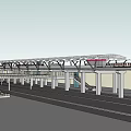 Modern Train Station Platform Structure With Glass Roof And Concrete Columns