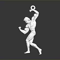 Silver Muscular Male Statue In Tight Athletic Wear Holding Ring Sculpture