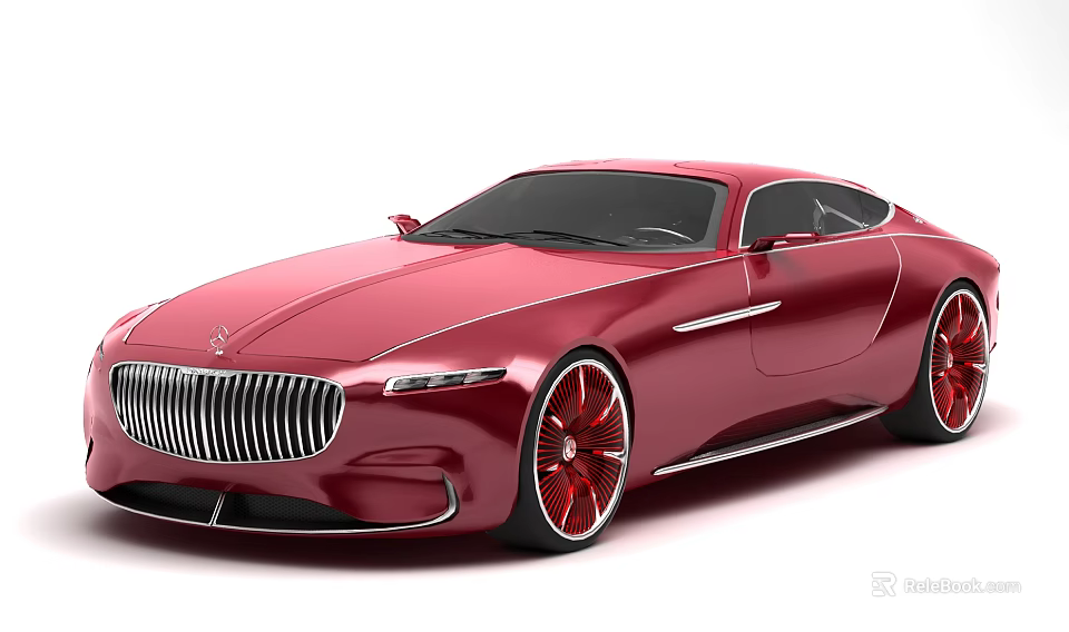 Red Luxury Coupe Car With Sleek Design Chrome Grille And Red Wheels 3d model 