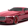 Red Luxury Coupe Car With Sleek Design Chrome Grille And Red Wheels