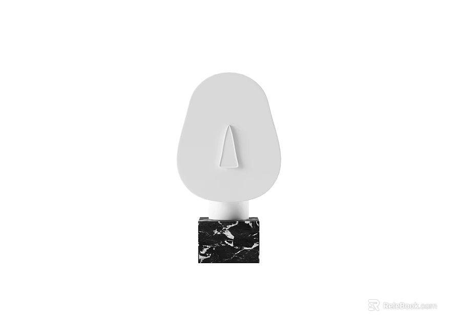 Modern Table Lamp With White Lampshade And Black Marble Base 3d model 