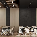 Modern Conference Room With Long Tables Chairs Large Screen And Bright Ceiling Lights 3d model