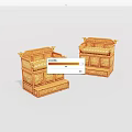 Two Golden Ornate Carved Chests With Intricate Patterns Classical Furniture Pieces