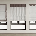 Modern roller blind folding curtain 3d model