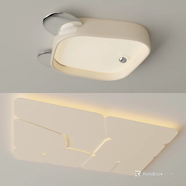 Modern Minimalist White Ceiling Light With Geometric Design And Soft Illumination 3d model