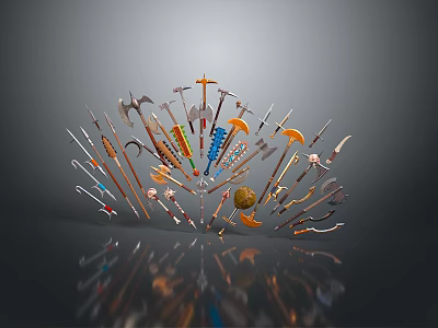 Cold weapons Sword Axe Hook Fork Spear Trident Melee Weapon Military 3d model