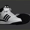 Adidas High Top Sneakers With White Black Design Brand Logo And Stripes