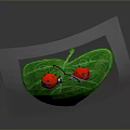Artistic Green Leaf With Red Ladybugs Vine Pattern And Heart Decoration