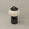 Modern Minimalist Decorative Lamp with Black Frame Circular Top White Spherical Lampshade and Cylindrical Base