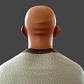 Bald Man Wearing Light Shirt With Dark Collar On Grey Background