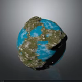 Detailed 3D Earth Model With Blue Ocean Brown Land And Shiny Reflective Surface