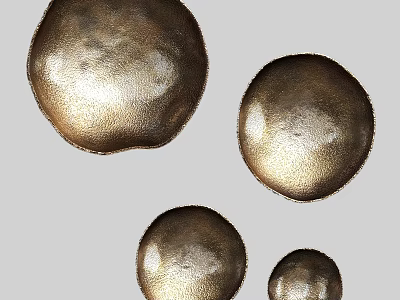 Golden Metallic Spherical Wall Decor with Various Sizes and Shiny Finish 3d model