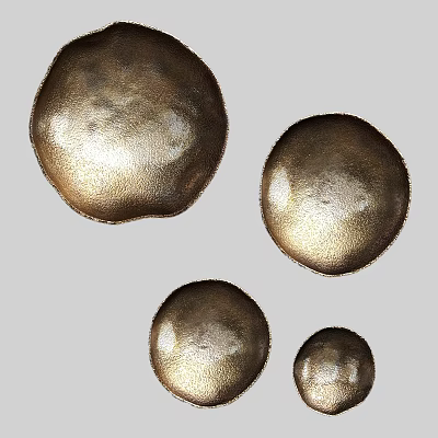 Golden Metallic Spherical Wall Decor with Various Sizes and Shiny Finish 3d model