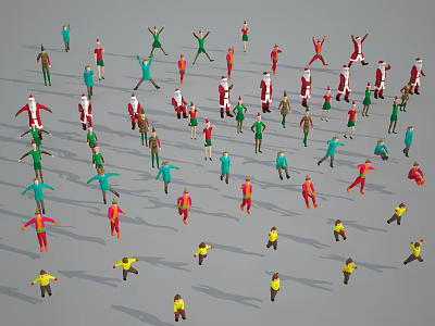 Colorful Decorative Figurine Set Featuring Various Poses And Diverse Colors 3d model