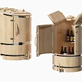 Open Wooden Barrel Design For Storing Wine Bottles As Household Item