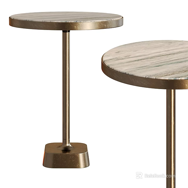 Modern Round Side Tables With Wooden Tops And Stable Metal Stands 3d model 