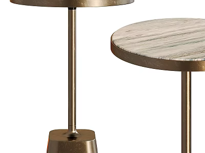 Modern Round Side Tables With Wooden Tops And Stable Metal Stands 3d model