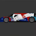 Sleek Blue White Red Racing Car With Aerodynamic Body And Number 37 Design
