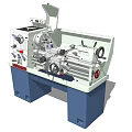 Industrial Lathe Machine With Control Panel Tool Rest And Blue Base