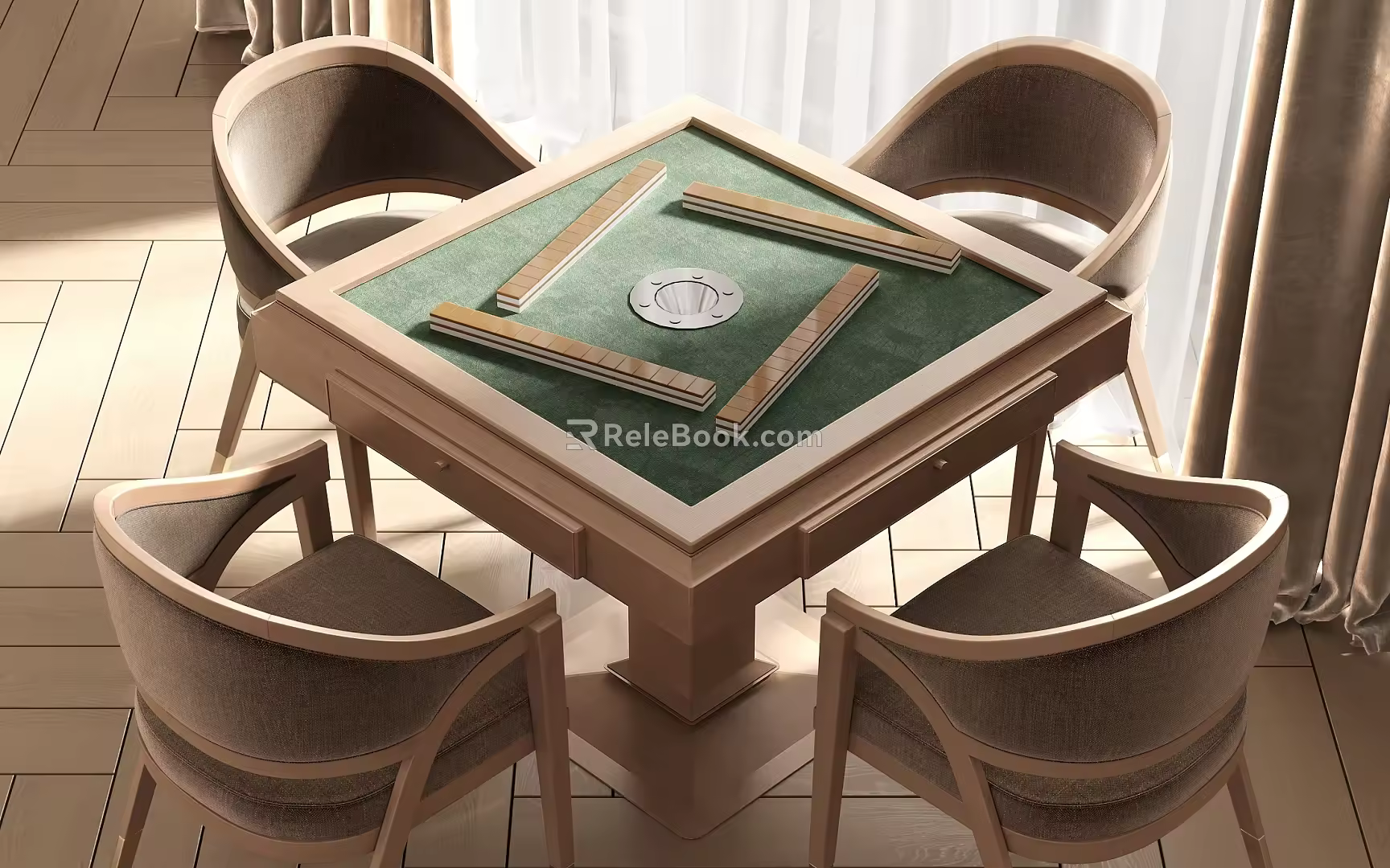 Modern Mahjong Table and Chair Mahjong Table and Chair Combination 3d model
