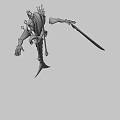 Game Movie Character 3D Model With White Black Gold Armor Long Sword And Crown Headpiece