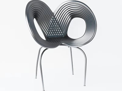 Modern Sculptural Single Chair With Curved Metal Frame And Sleek Design 3d model