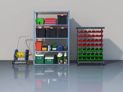 Modern Hinged Door Kitchen Storage Cabinets With Shelves And Organized Bins 3d model