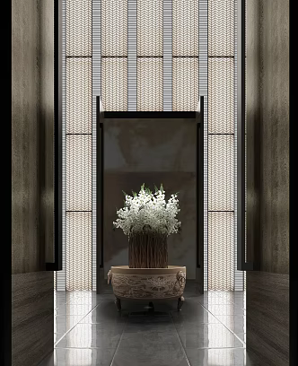 Chinese-style Water Tank Classical Water Tank Decorative Bars Flower bouquet Entrance Hall 3d model
