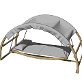 Relaxing Hammock with White Cushion and Gold Metal Stand Outdoor Design