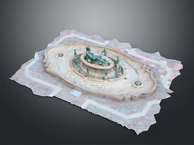 Decorative Fountain Design With Central Sculpture And Ornate Stone Base 3d model