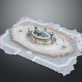 Decorative Fountain Design With Central Sculpture And Ornate Stone Base