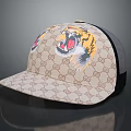Stylish Beige Classic Pattern Cap With Tiger Graphic And Mesh Side Panels
