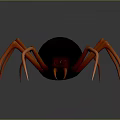 Red And Black Spider With Orange Legs 3D Model On Dark Background