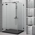 Shower Sauna Interior Design Featuring Glass Enclosure Hexagonal Tile Wall And Handheld Shower 3d model
