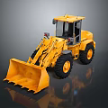Yellow Construction Loader With Front Bucket Large Tires And Enclosed Operator Cab