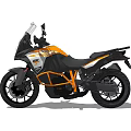 Orange And White Adventure Motorcycle With Windshield Black Frame And Rear Seat