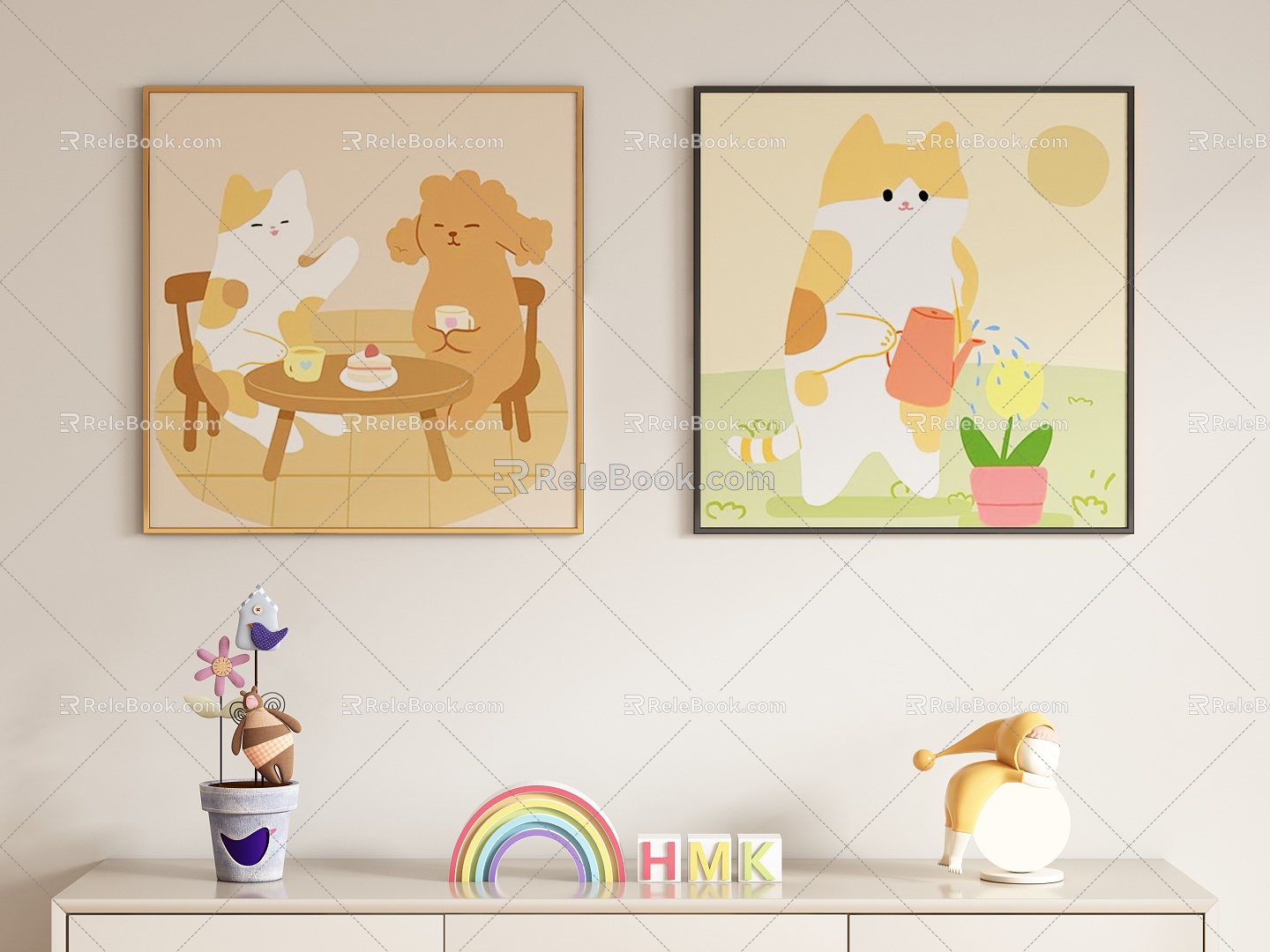 Children's Cartoon Decorative Painting Hanging Painting 3d model