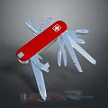 Red Swiss Army Knife With Multiple Metal Hardware Tools And Blades 3d model