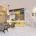 Bright Modern Bubble Tea Shop Interior With Display Shelves Drinks Tables Chairs And Cozy Seating