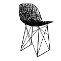 Modern Geometric Bar Stool With Metal Frame And Mesh Back Design