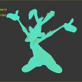 Cartoon Rabbit in Red Pants with Yellow Gloves Blue Bow Tie Arms Outstretched Thumbs Up Pose
