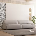 modern double sofa cream sofa 3d model