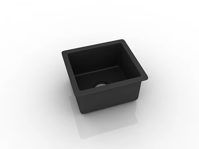 Stylish Black Square Single Bowl Kitchen Sink For Modern Functional Kitchen Design 3d model