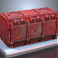 Vintage Red Crate With Textured Surface Decorative Doors Vent Details And White Base