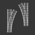 Model Railroad Track Switch And Curved Rail Sections For Train Layouts 3d model