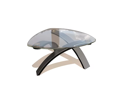 Modern Coffee Table With Transparent Glass Top And Black Curved Metal Frame 3d model