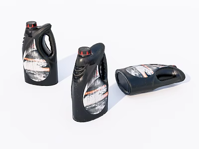 Labeled Black Plastic Bottles With Red Caps For Household Electrical Appliance Care 3d model